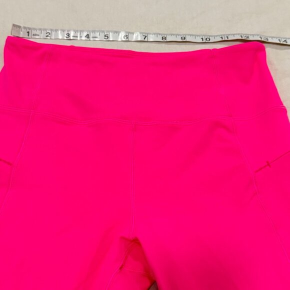 Zyia Light N Tight Hi Rise Crop Leggings  Neon Pink Zip Side Pockets Size 6-8 - Picture 7 of 7